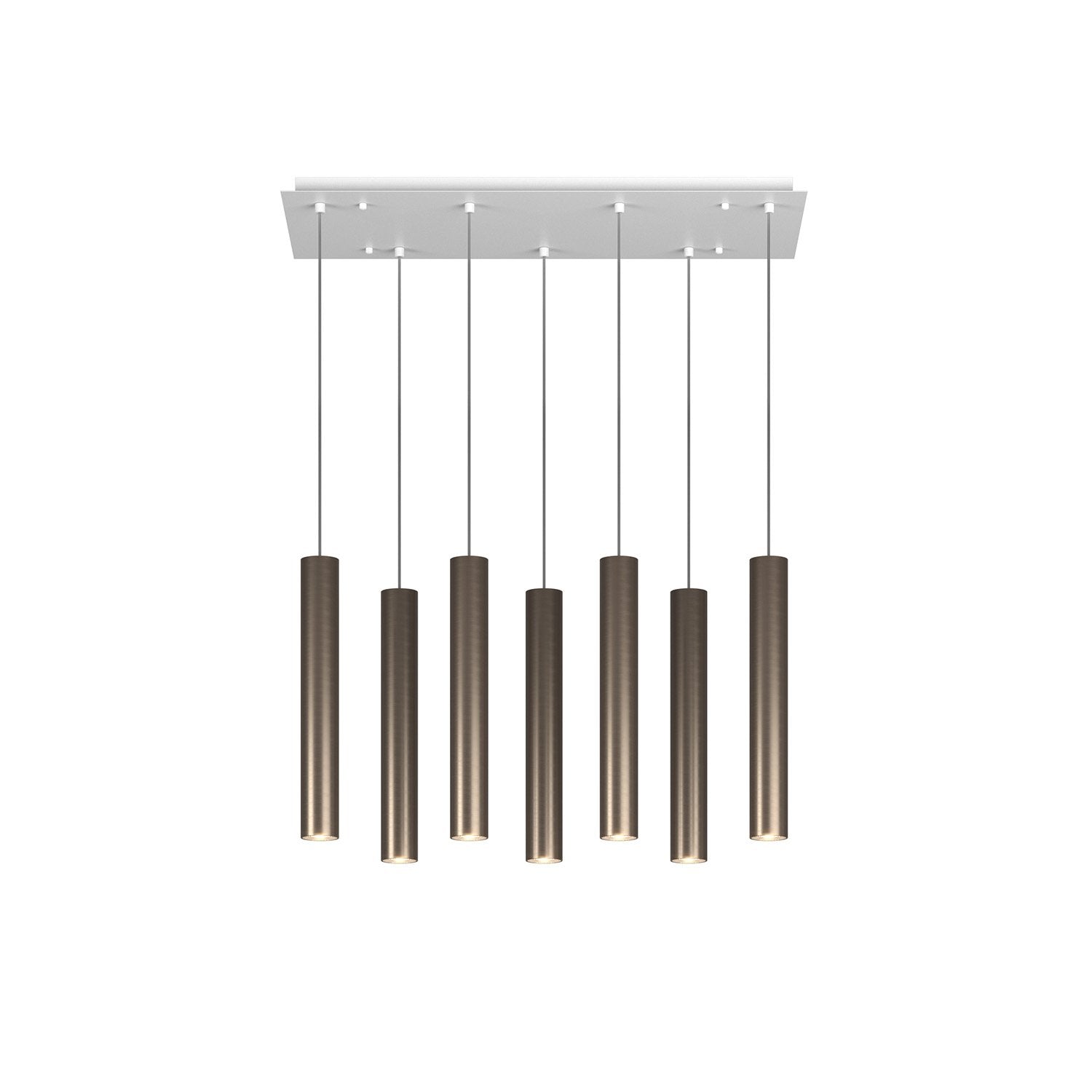 Lampadario Industrial-Minimal Xeana Metallo Bianco Bronzo 7 Luci Gu10