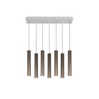 Lampadario Industrial-Minimal Xeana Metallo Bianco Bronzo 7 Luci Gu10