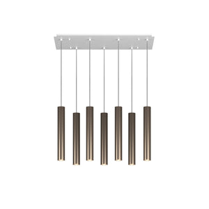 Lampadario Industrial-Minimal Xeana Metallo Bianco Bronzo 7 Luci Gu10