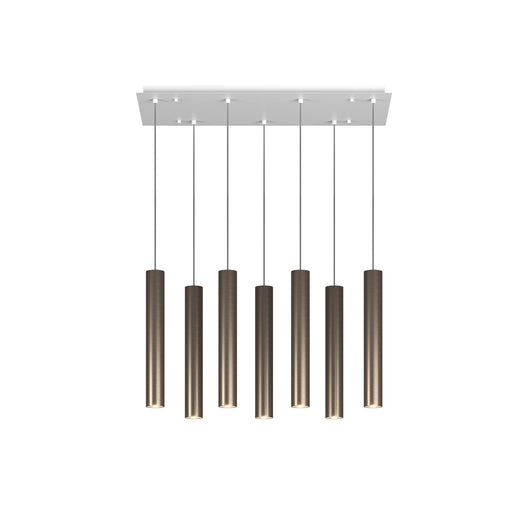 Lampadario Industrial-Minimal Xeana Metallo Bianco Bronzo 7 Luci Gu10