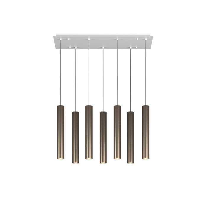 Lampadario Industrial-Minimal Xeana Metallo Bianco Bronzo 7 Luci Gu10