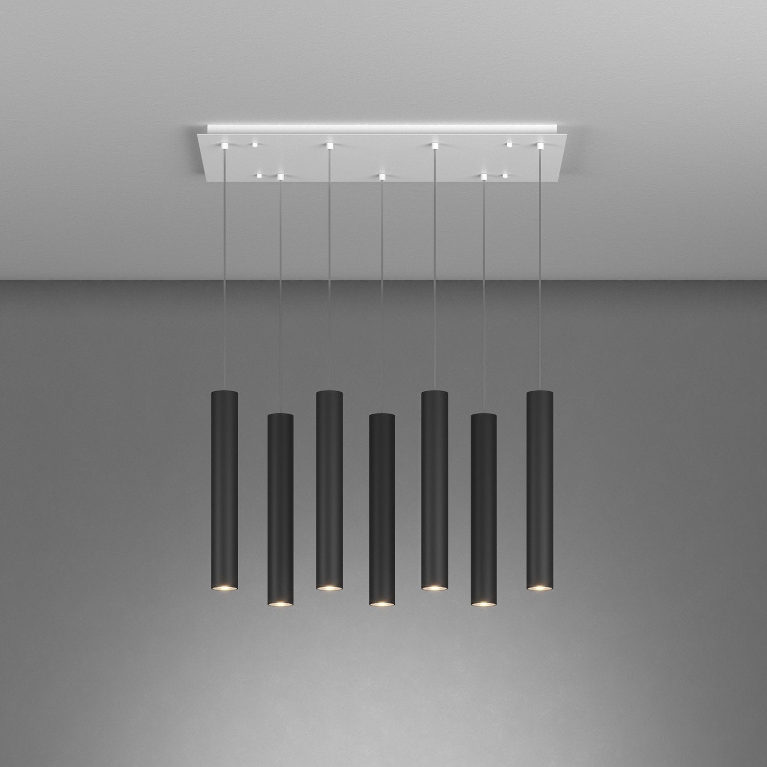 Lampadario Industrial-Minimal Xeana Metallo Bianco Nero 7 Luci Gu10