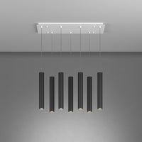 Lampadario Industrial-Minimal Xeana Metallo Bianco Nero 7 Luci Gu10