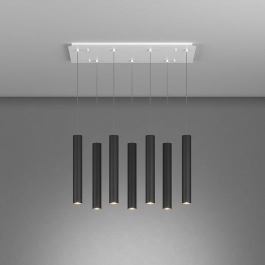 Lampadario Industrial-Minimal Xeana Metallo Bianco Nero 7 Luci Gu10