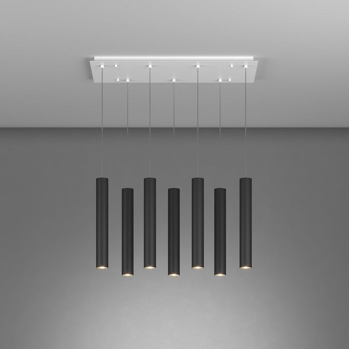 Lampadario Industrial-Minimal Xeana Metallo Bianco Nero 7 Luci Gu10