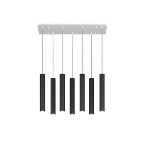 Lampadario Industrial-Minimal Xeana Metallo Bianco Nero 7 Luci Gu10