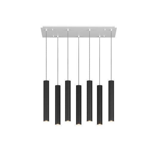 Lampadario Industrial-Minimal Xeana Metallo Bianco Nero 7 Luci Gu10