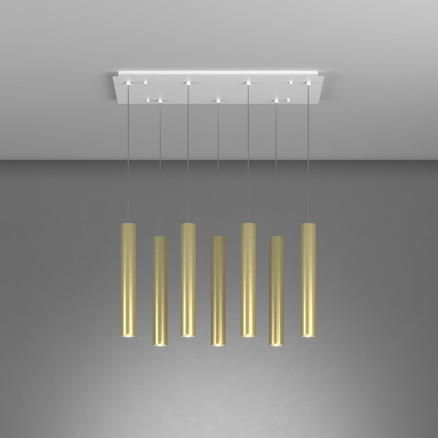 Lampadario Industrial-Minimal Xeana Metallo Bianco Ottone 7 Luci Gu10