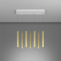 Lampadario Industrial-Minimal Xeana Metallo Bianco Ottone 7 Luci Gu10