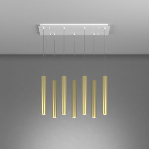 Lampadario Industrial-Minimal Xeana Metallo Bianco Ottone 7 Luci Gu10