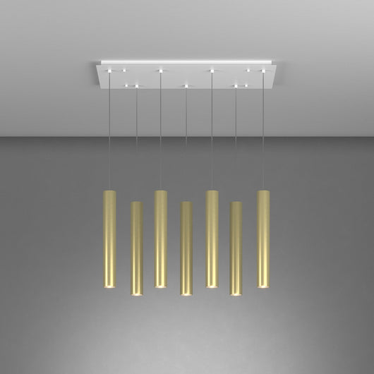 Lampadario Industrial-Minimal Xeana Metallo Bianco Ottone 7 Luci Gu10