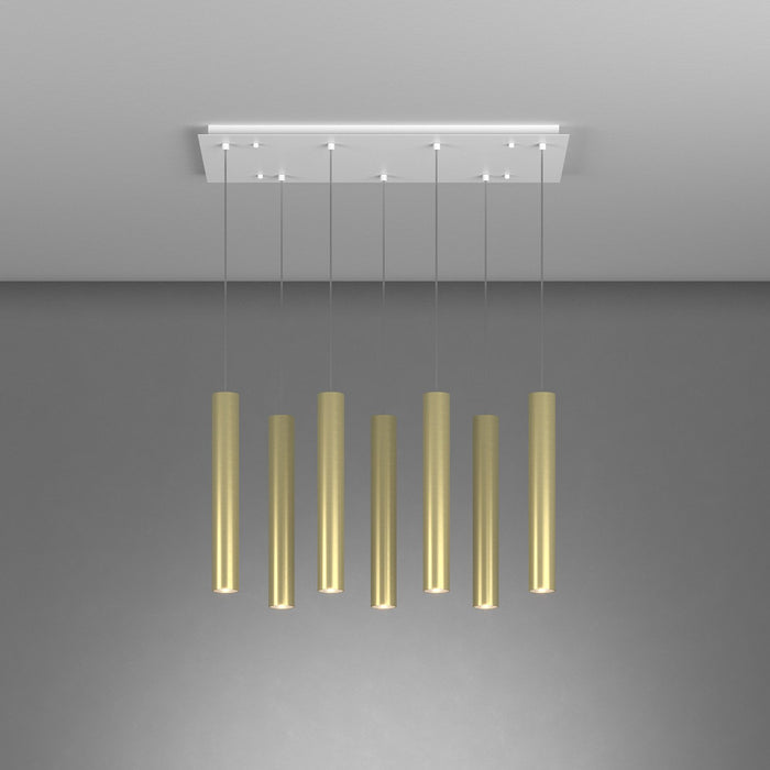 Lampadario Industrial-Minimal Xeana Metallo Bianco Ottone 7 Luci Gu10