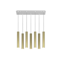 Lampadario Industrial-Minimal Xeana Metallo Bianco Ottone 7 Luci Gu10