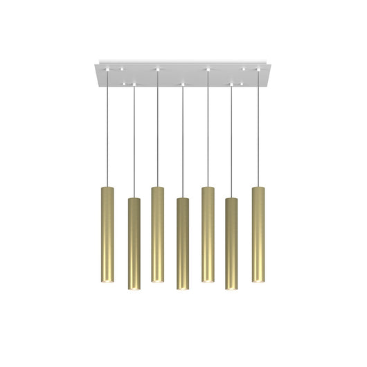 Lampadario Industrial-Minimal Xeana Metallo Bianco Ottone 7 Luci Gu10