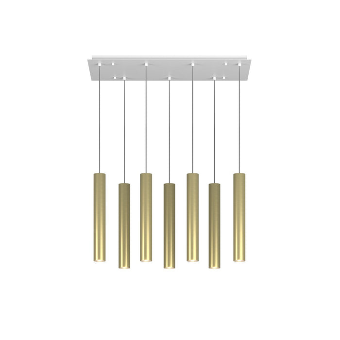 Lampadario Industrial-Minimal Xeana Metallo Bianco Ottone 7 Luci Gu10