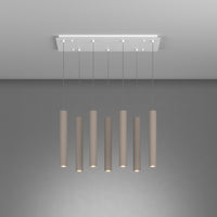 Lampadario Industrial-Minimal Xeana Metallo Bianco Marrone 7 Luci Gu10