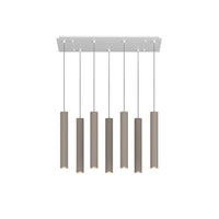 Lampadario Industrial-Minimal Xeana Metallo Bianco Marrone 7 Luci Gu10