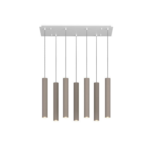 Lampadario Industrial-Minimal Xeana Metallo Bianco Marrone 7 Luci Gu10