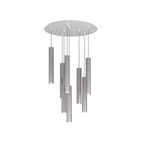 Lampadario Industrial-Minimal Xeana Metallo Bianco Alluminio 8 Luci Gu10