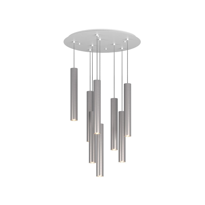 Lampadario Industrial-Minimal Xeana Metallo Bianco Alluminio 8 Luci Gu10