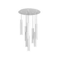 Lampadario Industrial-Minimal Xeana Metallo Bianco 8 Luci Gu10