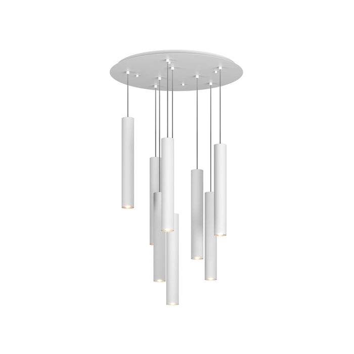 Lampadario Industrial-Minimal Xeana Metallo Bianco 8 Luci Gu10