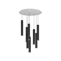 Lampadario Industrial-Minimal Xeana Metallo Bianco Nero 8 Luci Gu10