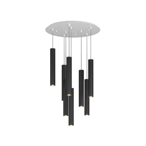 Lampadario Industrial-Minimal Xeana Metallo Bianco Nero 8 Luci Gu10