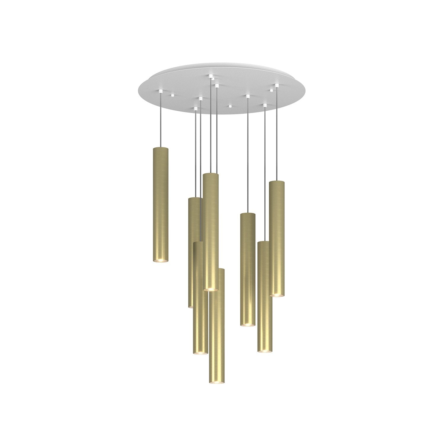 Lampadario Industrial-Minimal Xeana Metallo Bianco Ottone 8 Luci Gu10