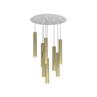 Lampadario Industrial-Minimal Xeana Metallo Bianco Ottone 8 Luci Gu10