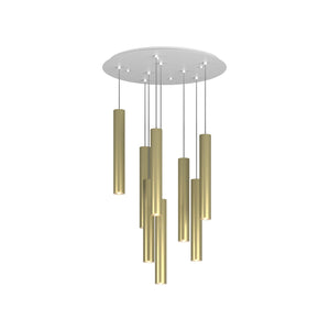 Lampadario Industrial-Minimal Xeana Metallo Bianco Ottone 8 Luci Gu10