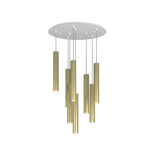 Lampadario Industrial-Minimal Xeana Metallo Bianco Ottone 8 Luci Gu10