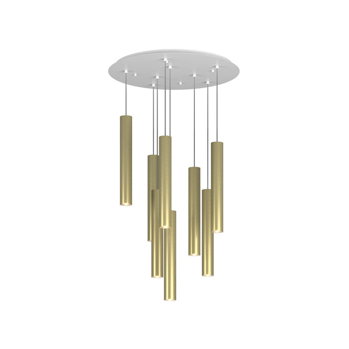 Lampadario Industrial-Minimal Xeana Metallo Bianco Ottone 8 Luci Gu10