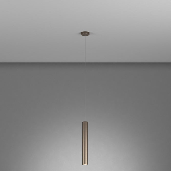 Sospensione Industrial-Minimal Xeana Metallo Bronzo 1 Luce Gu10