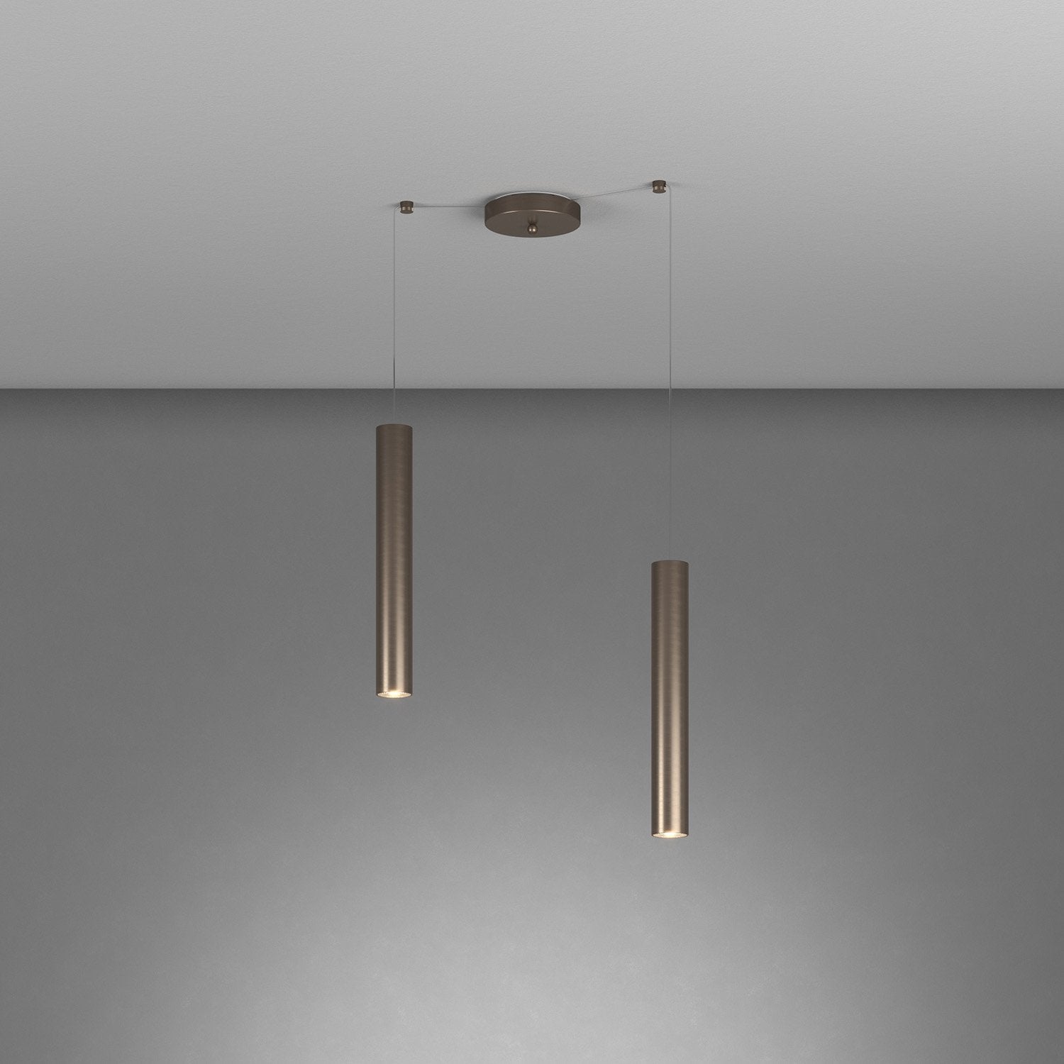 Lampadario Industrial-Minimal Xeana Metallo Bronzo 2 Luci Gu10