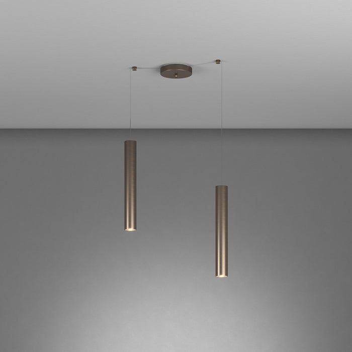 Lampadario Industrial-Minimal Xeana Metallo Bronzo 2 Luci Gu10