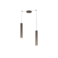 Lampadario Industrial-Minimal Xeana Metallo Bronzo 2 Luci Gu10