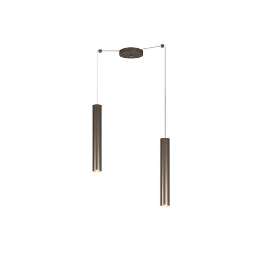 Lampadario Industrial-Minimal Xeana Metallo Bronzo 2 Luci Gu10