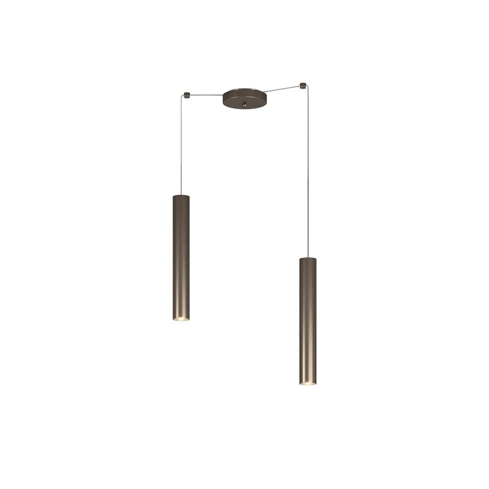 Lampadario Industrial-Minimal Xeana Metallo Bronzo 2 Luci Gu10