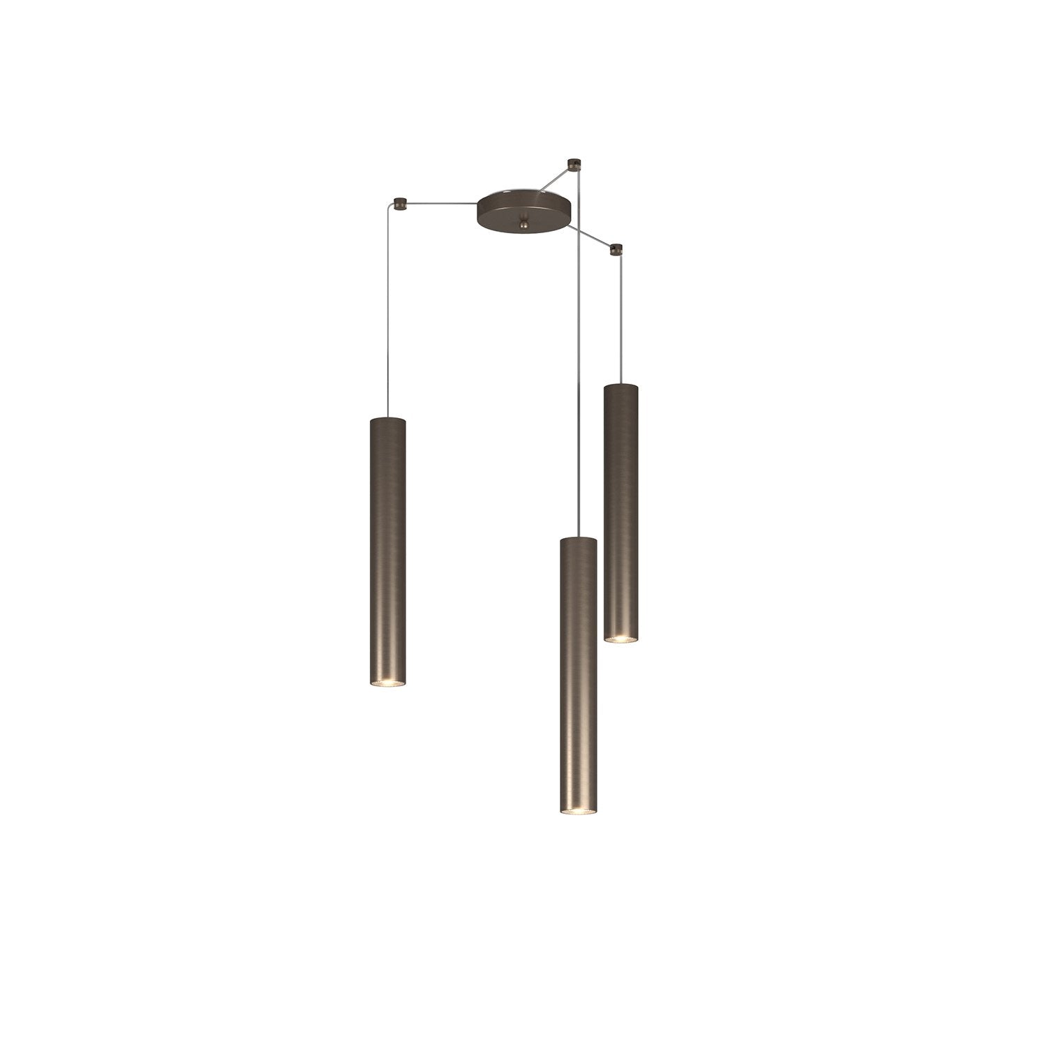 Lampadario Industrial-Minimal Xeana Metallo Bronzo 3 Luci Gu10