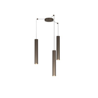 Lampadario Industrial-Minimal Xeana Metallo Bronzo 3 Luci Gu10