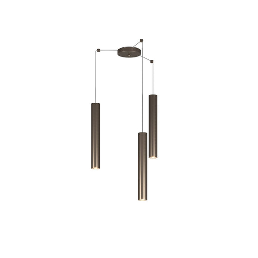 Lampadario Industrial-Minimal Xeana Metallo Bronzo 3 Luci Gu10