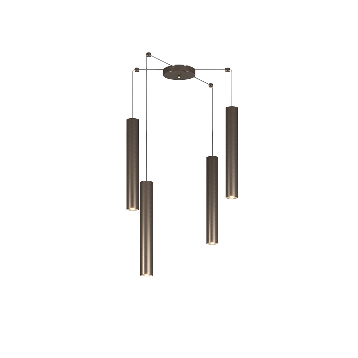 Lampadario Industrial-Minimal Xeana Metallo Bronzo 4 Luci Gu10