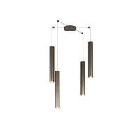 Lampadario Industrial-Minimal Xeana Metallo Bronzo 4 Luci Gu10