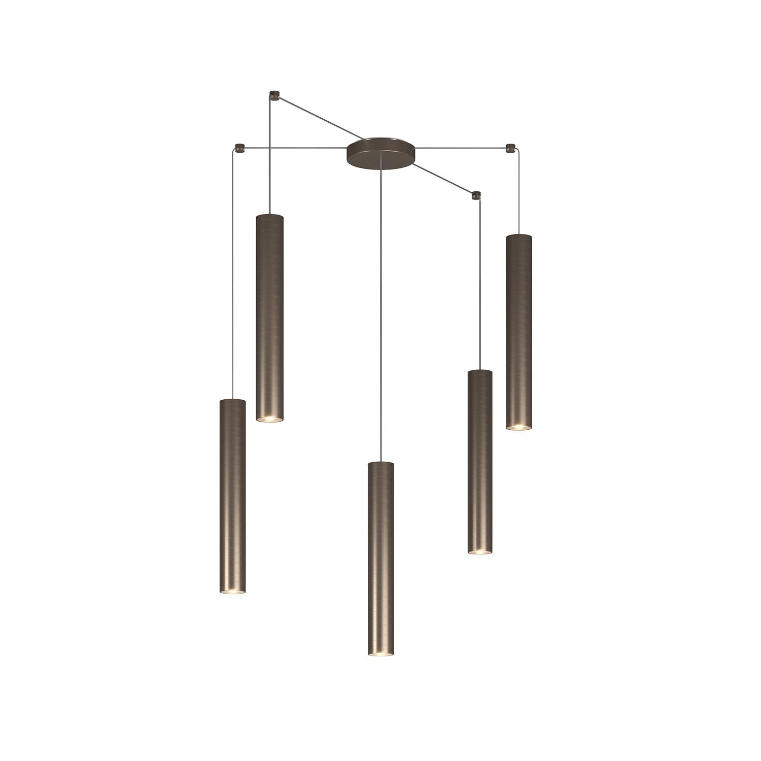Lampadario Industrial-Minimal Xeana Metallo Bronzo 5 Luci Gu10