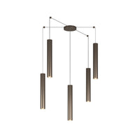 Lampadario Industrial-Minimal Xeana Metallo Bronzo 5 Luci Gu10