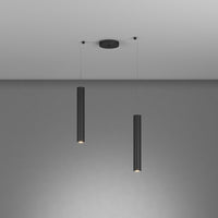 Lampadario Industrial-Minimal Xeana Metallo Nero 2 Luci Gu10