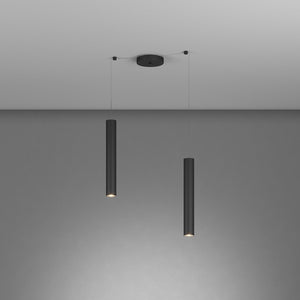 Lampadario Industrial-Minimal Xeana Metallo Nero 2 Luci Gu10