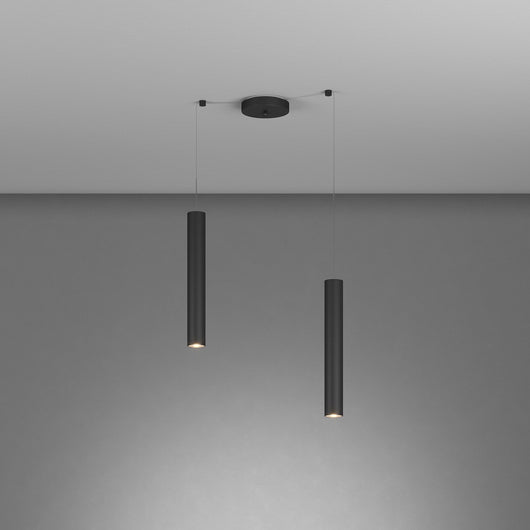 Lampadario Industrial-Minimal Xeana Metallo Nero 2 Luci Gu10