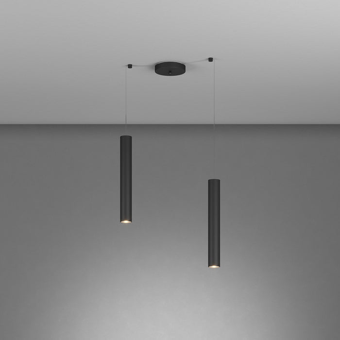 Lampadario Industrial-Minimal Xeana Metallo Nero 2 Luci Gu10